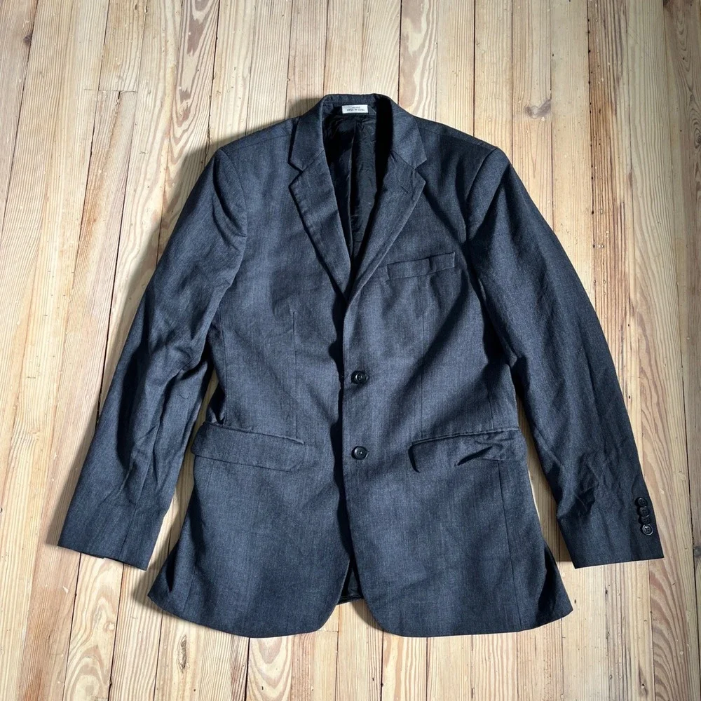 Banana Republic Blazer Mens 40R Charcoal Gray 100% Wool Tailored Fit Jacket